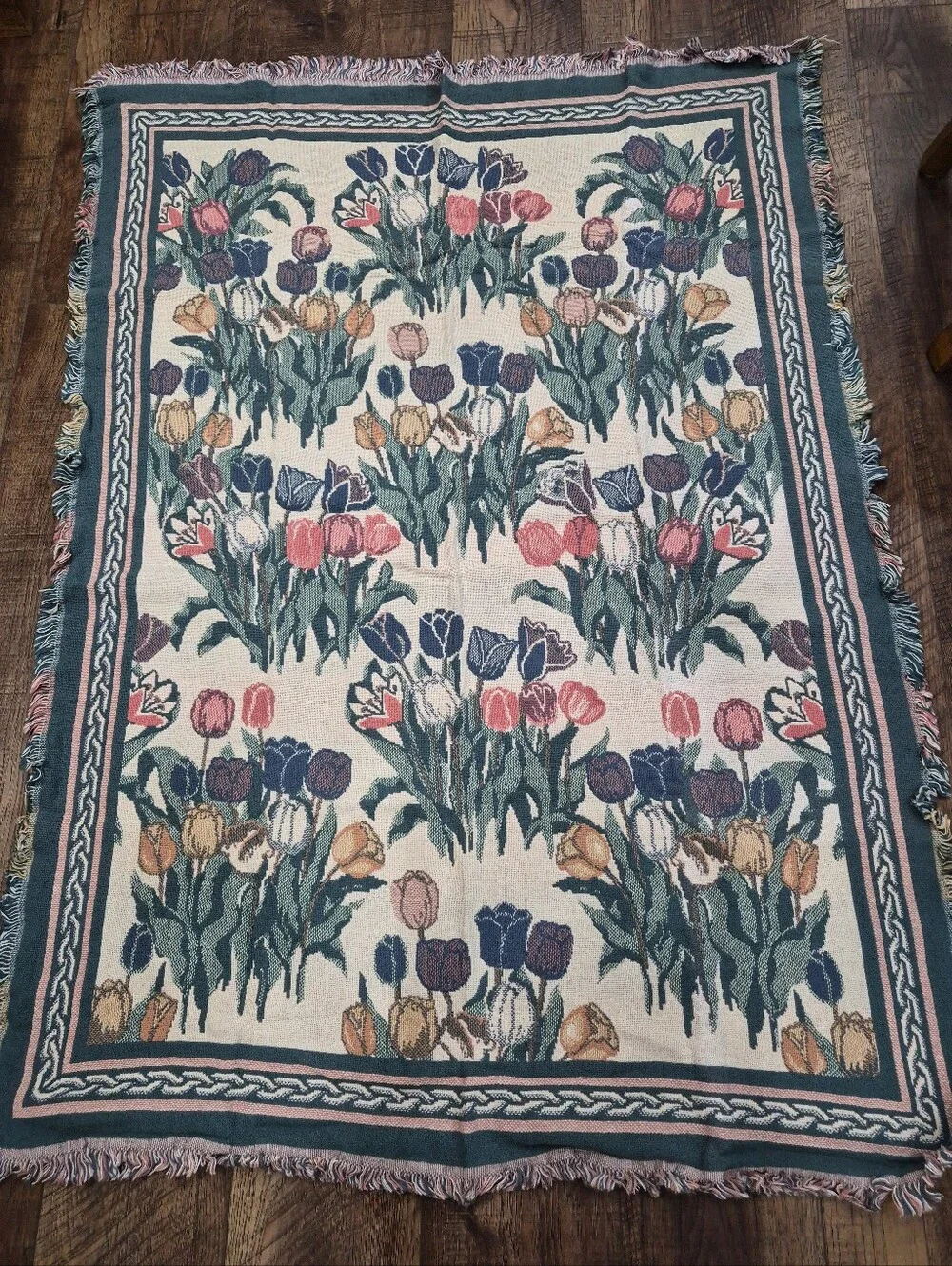 Vintage New Glynda Turley Tapestry Blanket Throw 100% Cotton Farmhouse Decor